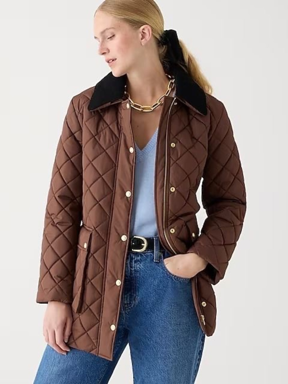 J. Crew Heritage Quilted Puffer Barn Jacket Roasted Cocoa Brown Size XS